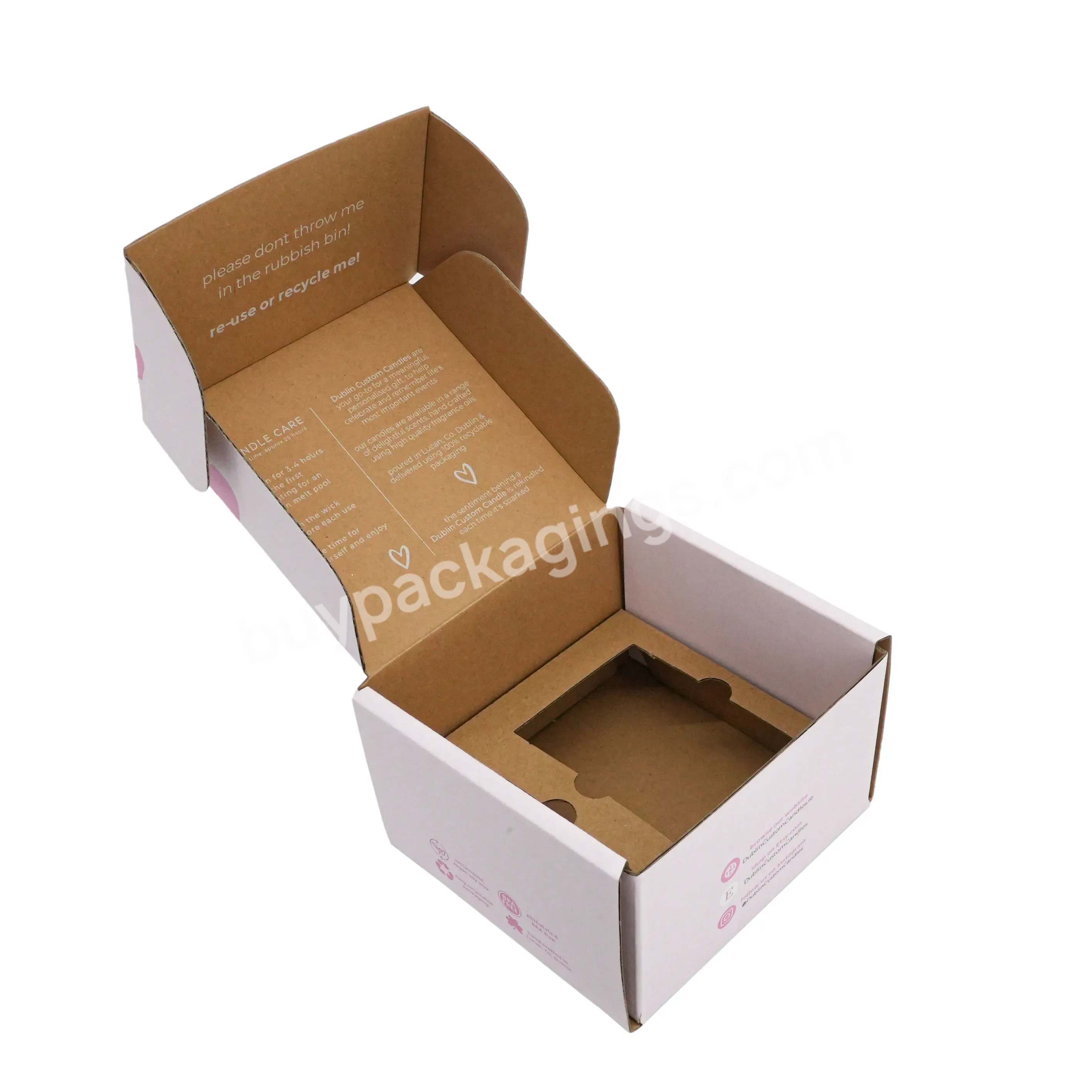 Custom Logo Pink Corrugated Candle Packaging Bottles Shipping Postal Box Mailer Gift Box With Insert For Candles