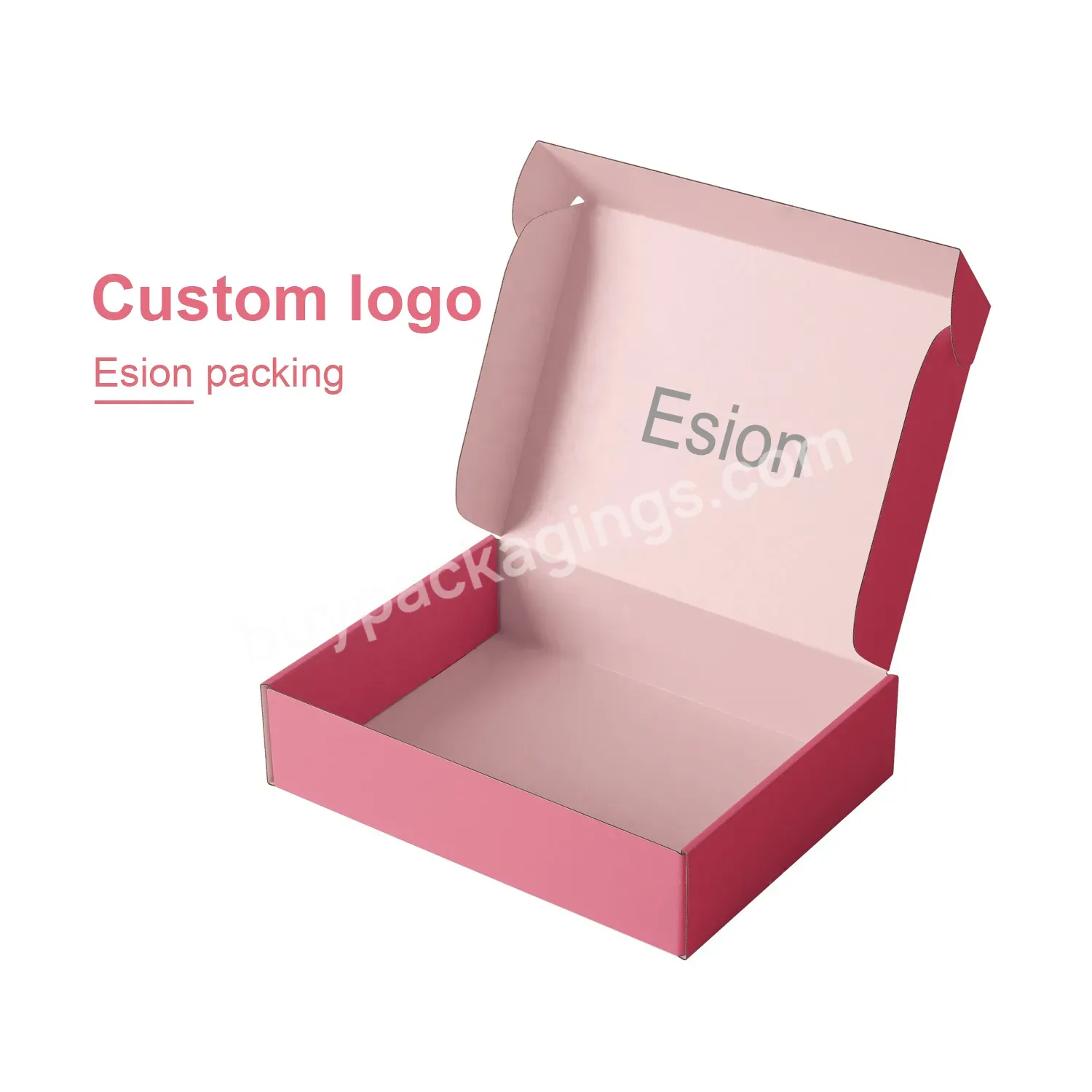 Custom Logo Pink Corrugated Mailer Cardboard Paper Packaging Mailing Postal Shipping Box