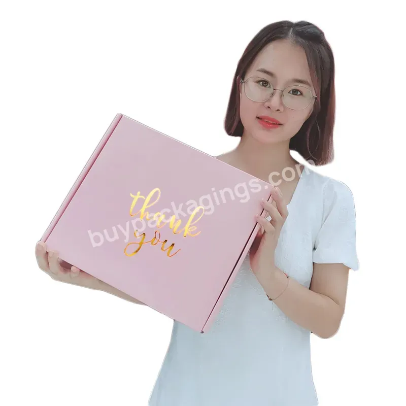 Custom Logo Pink Corrugated Mailer Cardboard Paper Packaging Mailing Postal Shipping Box