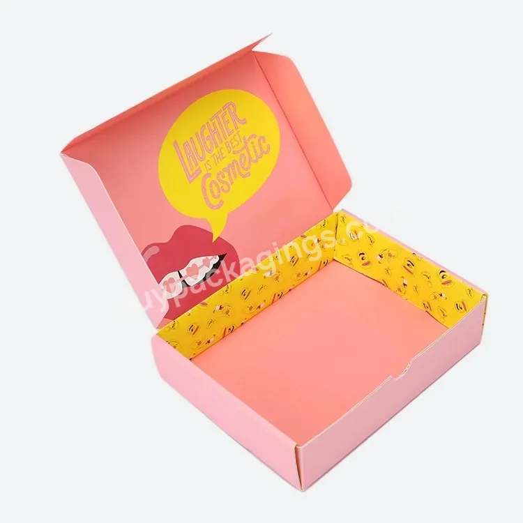 Custom Logo Pink Flat Gift Pack Caja Clothes Shipping Carton Packaging Paper Folding Mailer Box For Clothing Shoes Underwear