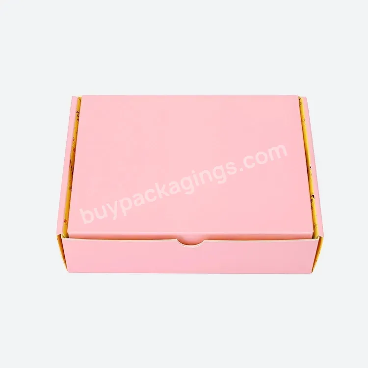 Custom Logo Pink Flat Gift Pack Caja Clothes Shipping Carton Packaging Paper Folding Mailer Box For Clothing Shoes Underwear