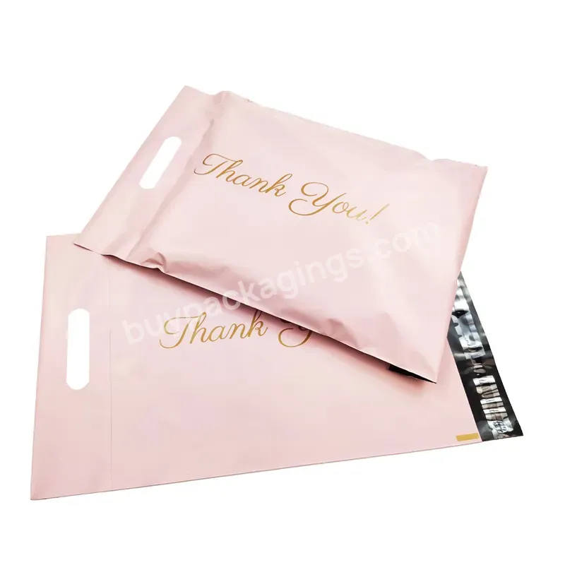 Custom Logo Pink Self Sealed Padded Shipping Poly Mailer Bags Thank You Logo With Handle - Buy Poly Mailer Bags With Handle,Mailer Bag Logo,Polymailer With Handle.