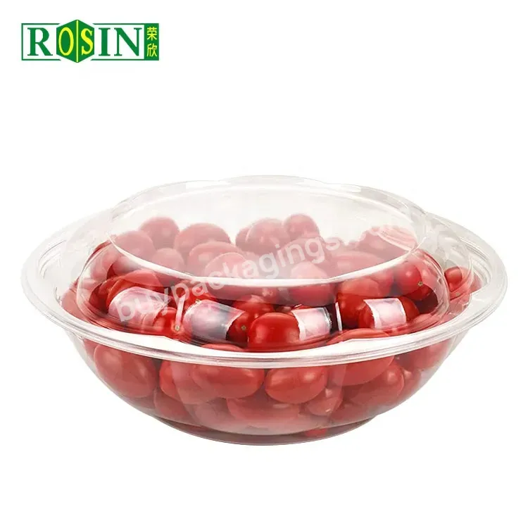 Custom Logo Plastic Bowl 16 Oz Pet Clear Plastic Fruit Bowls Disposable Plastic Salad Container With Lids