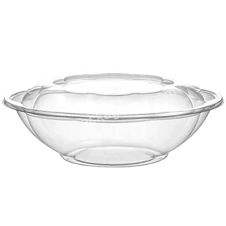 Custom Logo Plastic Bowl 16 Oz Pet Clear Plastic Fruit Bowls Disposable Plastic Salad Container With Lids