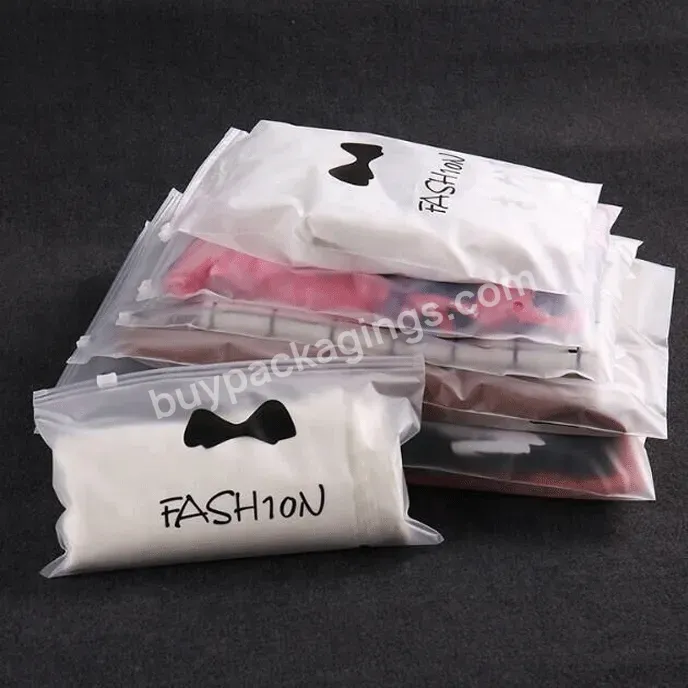 Custom Logo Plastic Poly Transparent Clear Garment Wear Packaging Zipper Bag T-shirt Package Frosted Ziplock Bag For Clothing