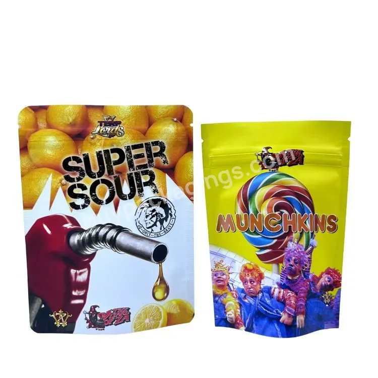 Custom Logo Plastic Resealable Ziplock Bags Edible Candy Gummie Packaging 3.5g 1lb Mylar Bags