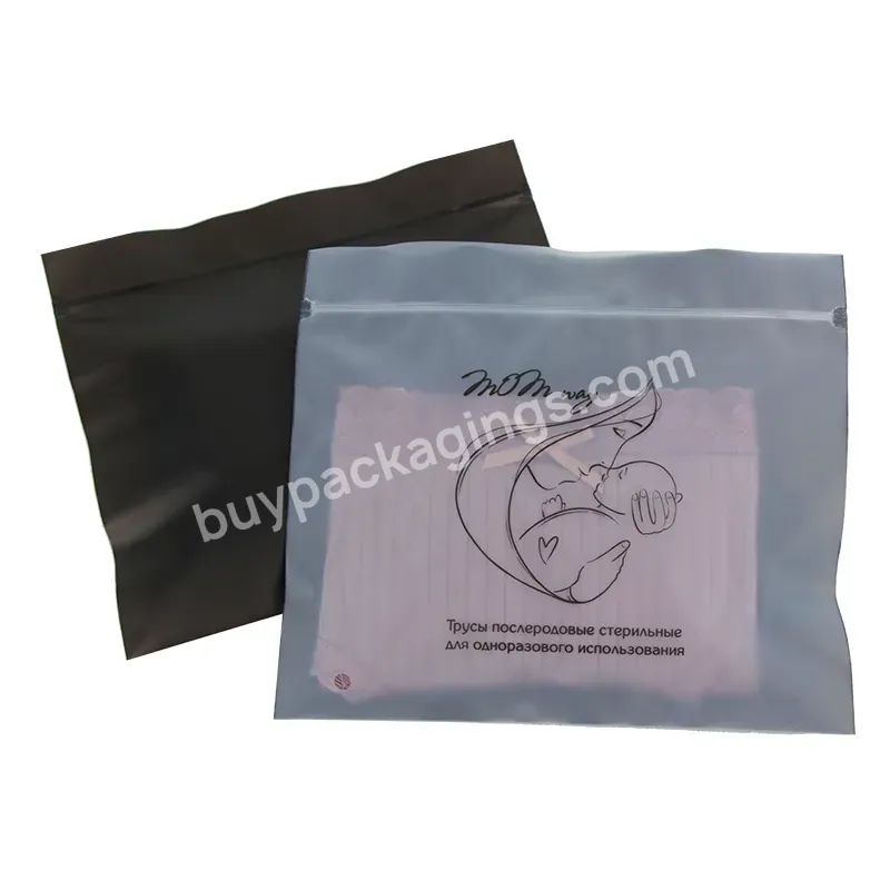 Custom Logo Plastic Underwear Zipper Frosted Clothes Zip Lock Self Sealing Bag Clothing Packaging Frosted Zipper Bags Printed L