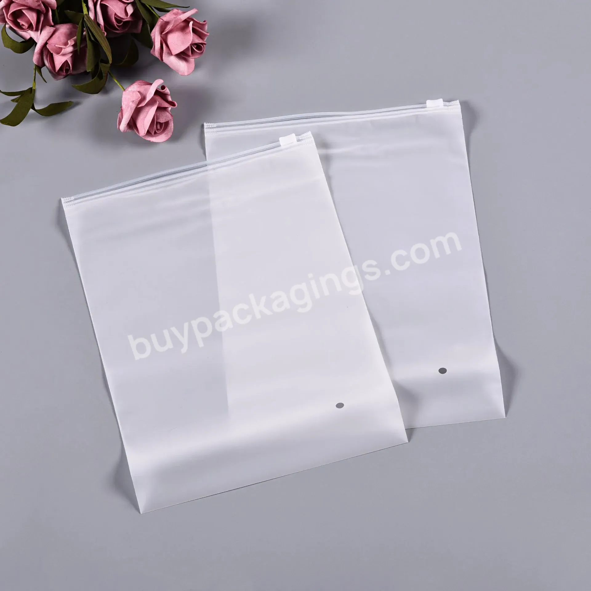 Custom Logo Poly Transparent Frosted Biodegradable Plastic Packaging Zipper Bags T Shirt Swimwear Zip Lock Bags