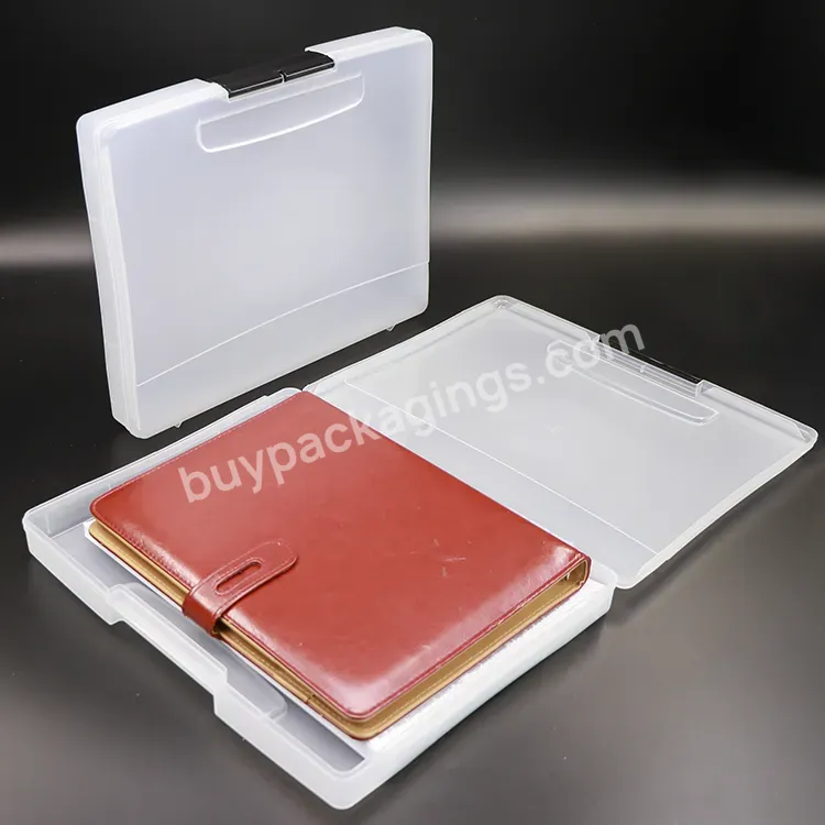 Custom Logo Pp Simple Style Portable Clear Document Package Storage A4 Letter Size Plastic File Filing Box