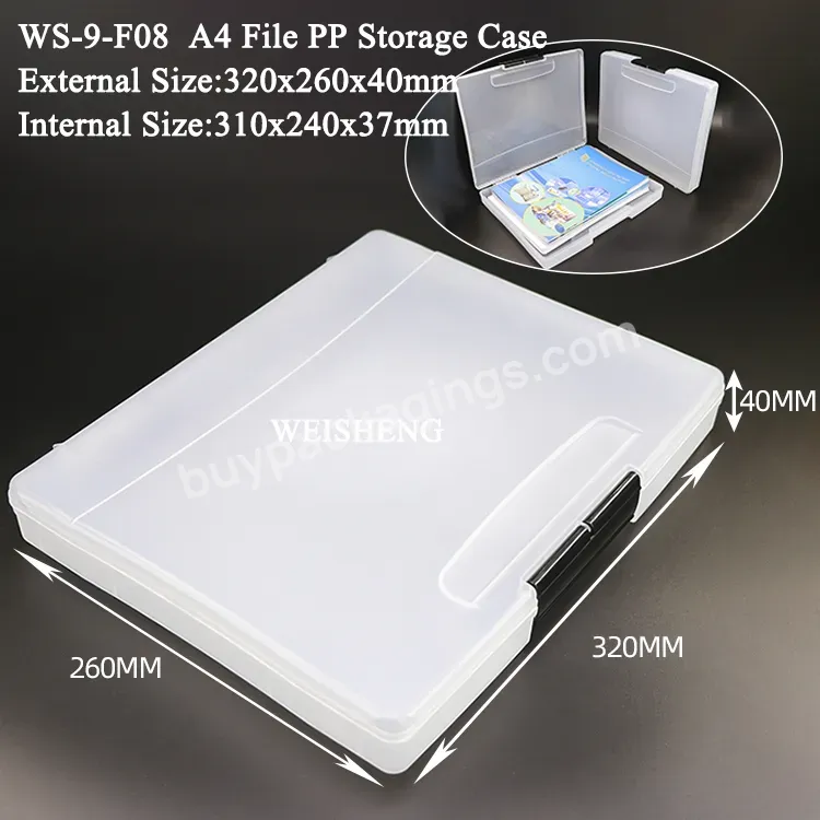 Custom Logo Pp Simple Style Portable Clear Document Package Storage A4 Letter Size Plastic File Filing Box