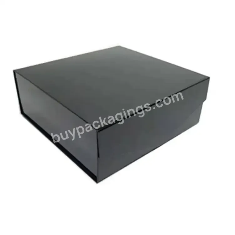 Custom Logo Print Black Folding Magnetic Closure Luxury Gift Packaging Box