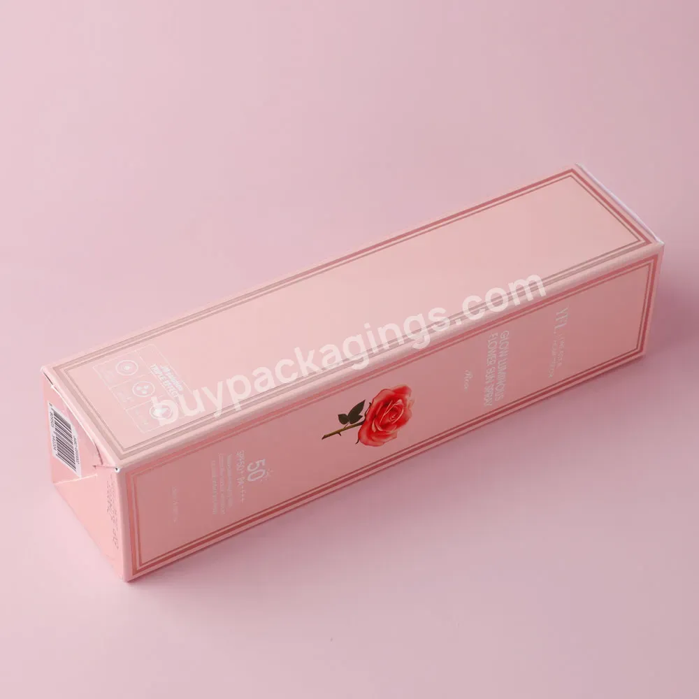 Custom Logo Print Card Paper Box Luxury Pink Paper Cosmetics Packaging Box