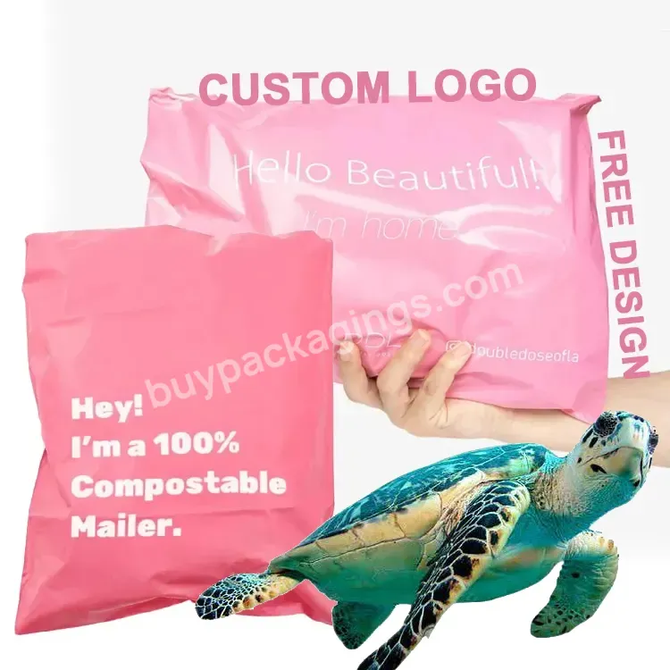 Custom Logo Print Clothing Package Compostable Mailer Biodegradable Poly Courier Shipping Packaging Plastic Black Mailing Bag