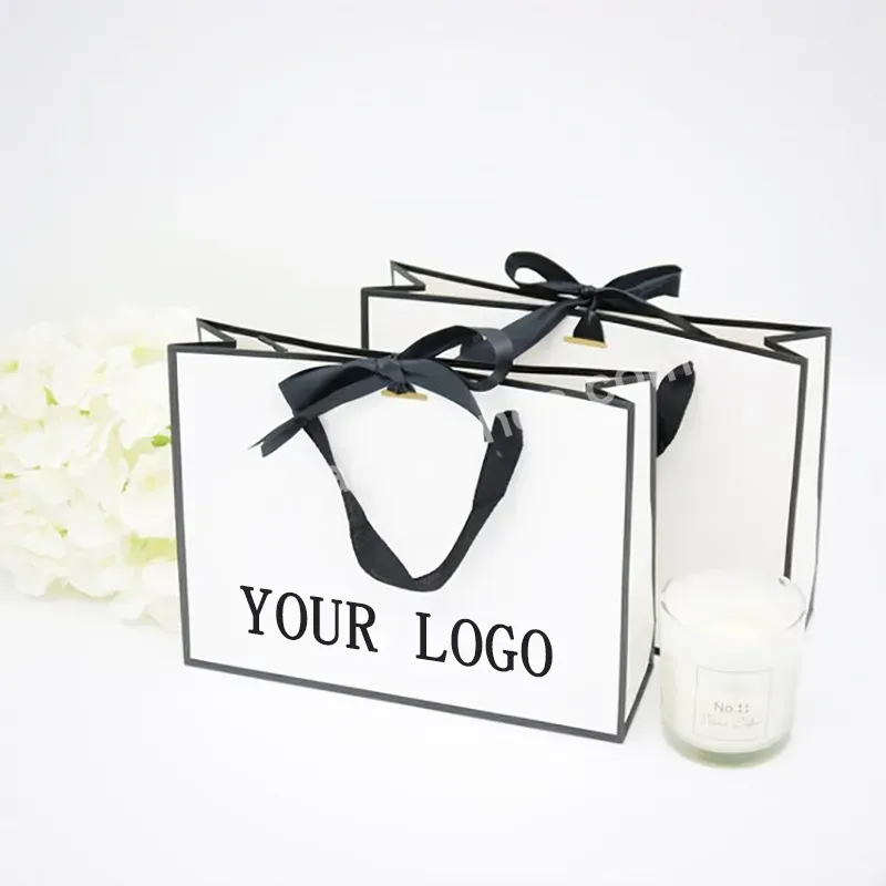Custom Logo Print Clothing Packaging Store Jewelry Mini Small Luxury Paperbag Wedding Door Paper Gift Bag With Ribbon Handles