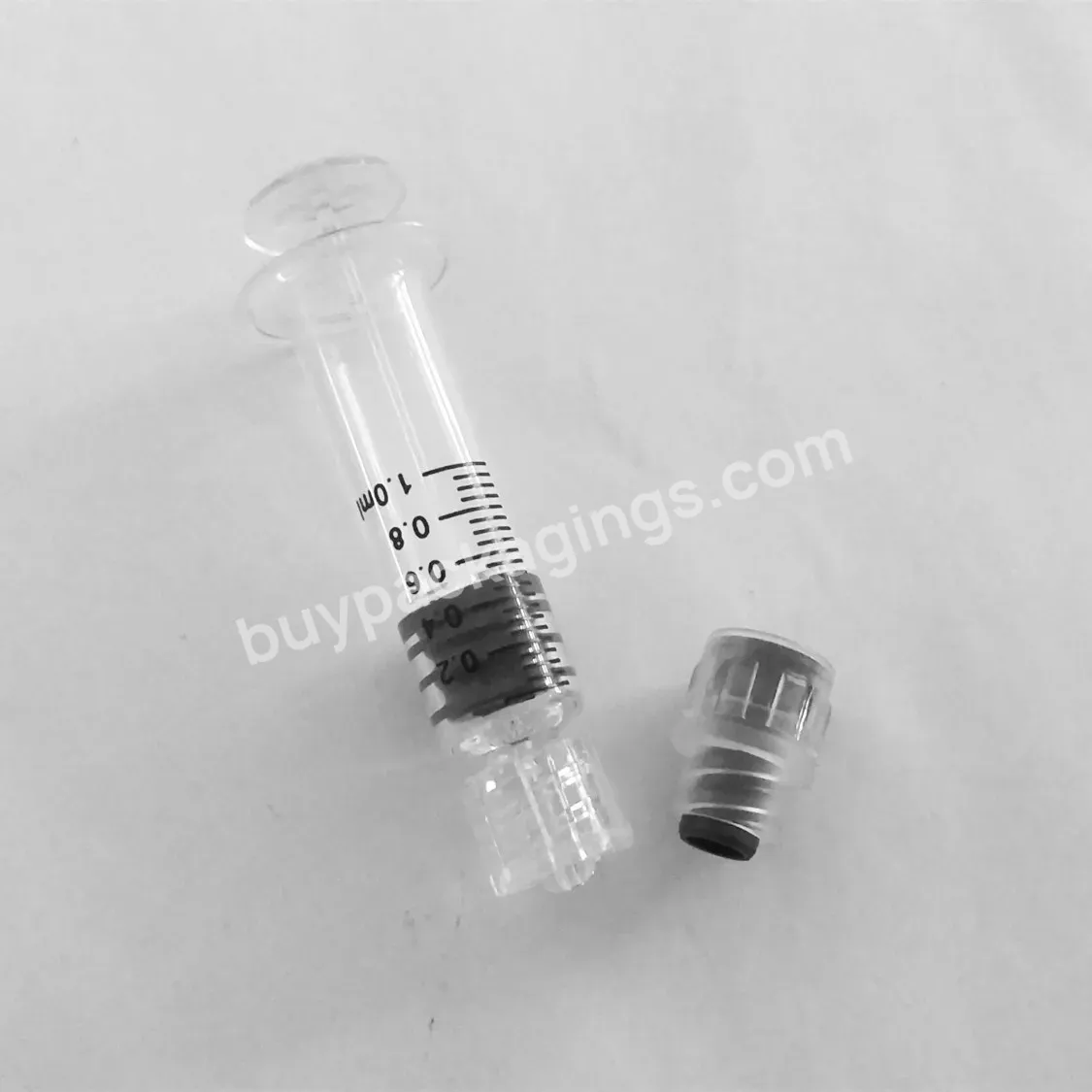 Custom Logo Print Empty Thick Liquids Extract Oils Packaging Heat Resistant Luer Lock Borosilicate Glass Syinge 1ml