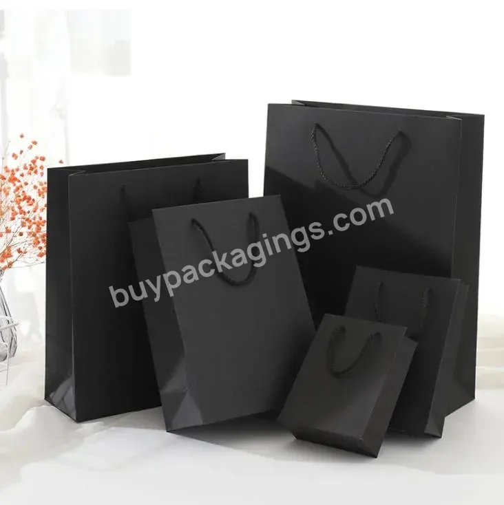 Custom Logo Print Matte Black Rose Gold Luxury Gift Carry Paperbags Boutique Shopping Eco Paper Bags With Handles