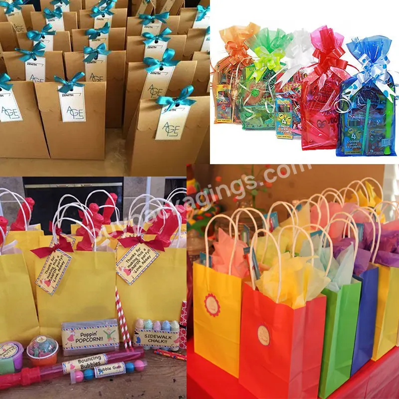 Custom Logo Print Party Favor Colorful Goody Dinosaur Fairy Treat Bags Goodie Candy Kraft Paper Gift Bag For Kids Birthday Party