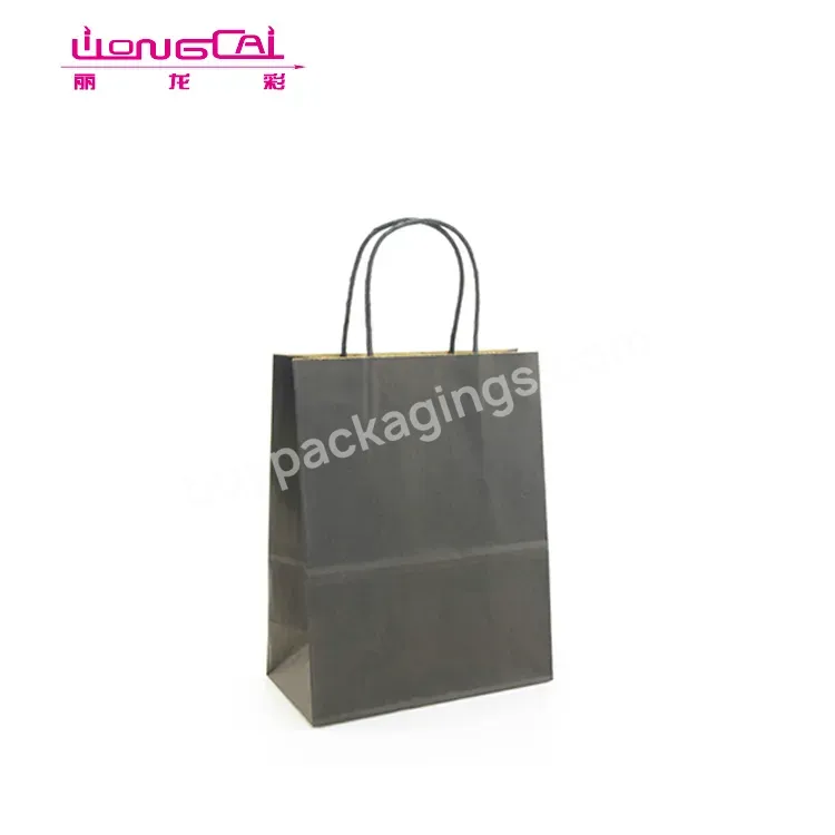 Custom Logo Print Wholesale Grocery White Brown Kraft Paper Gift Bag With Handle Item Industrial Surface Packaging