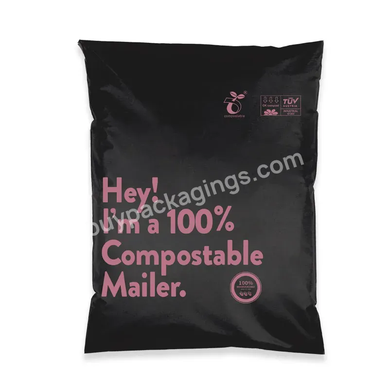 Custom Logo Printed 100% Eco Home Compostable Polymailer Plastic Mailer Clothes Mail Shipping Packaging Mailing Bag For Clothing