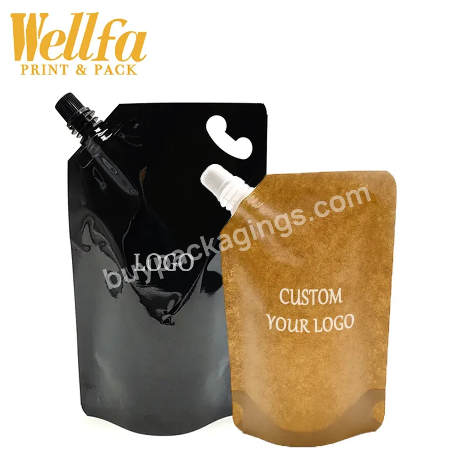 Custom Logo Printed 250ml 500ml 1l Juice Beverage Water Liquid Powder Packaging Bag Reusable Doypack Stand Up Spout Pouch
