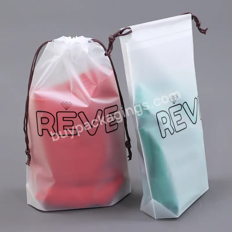 Custom Logo Printed Blank Frosted Eva Plastic Waterproof Drawstring Storage Bags For Clothes