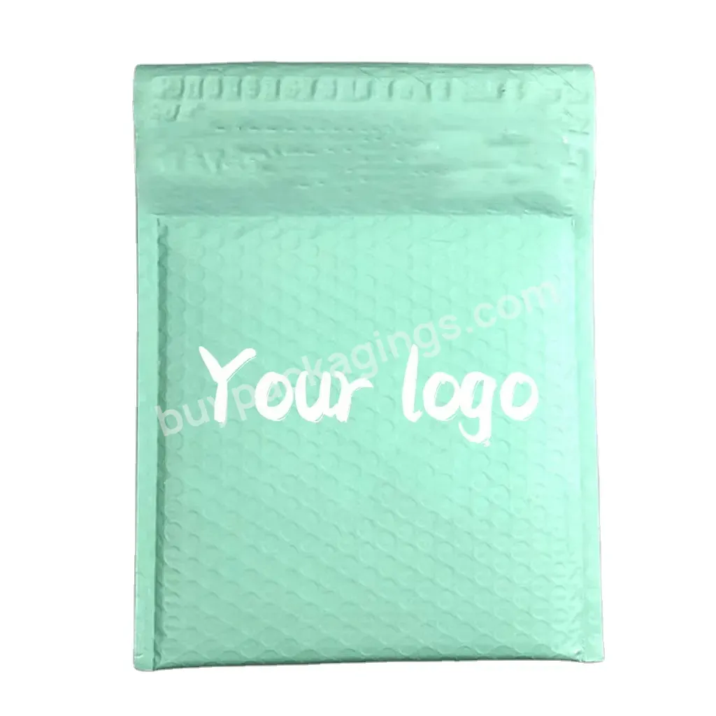 Custom Logo Printed Branded Self Seal Eco Friendly Mint Green Air Envelopes Rigid Poly Bubble Mailer Padded Envelope