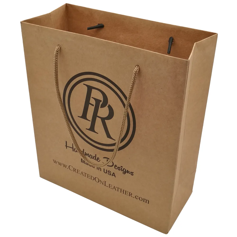 Custom logo printed brown kraft shopping paperbag