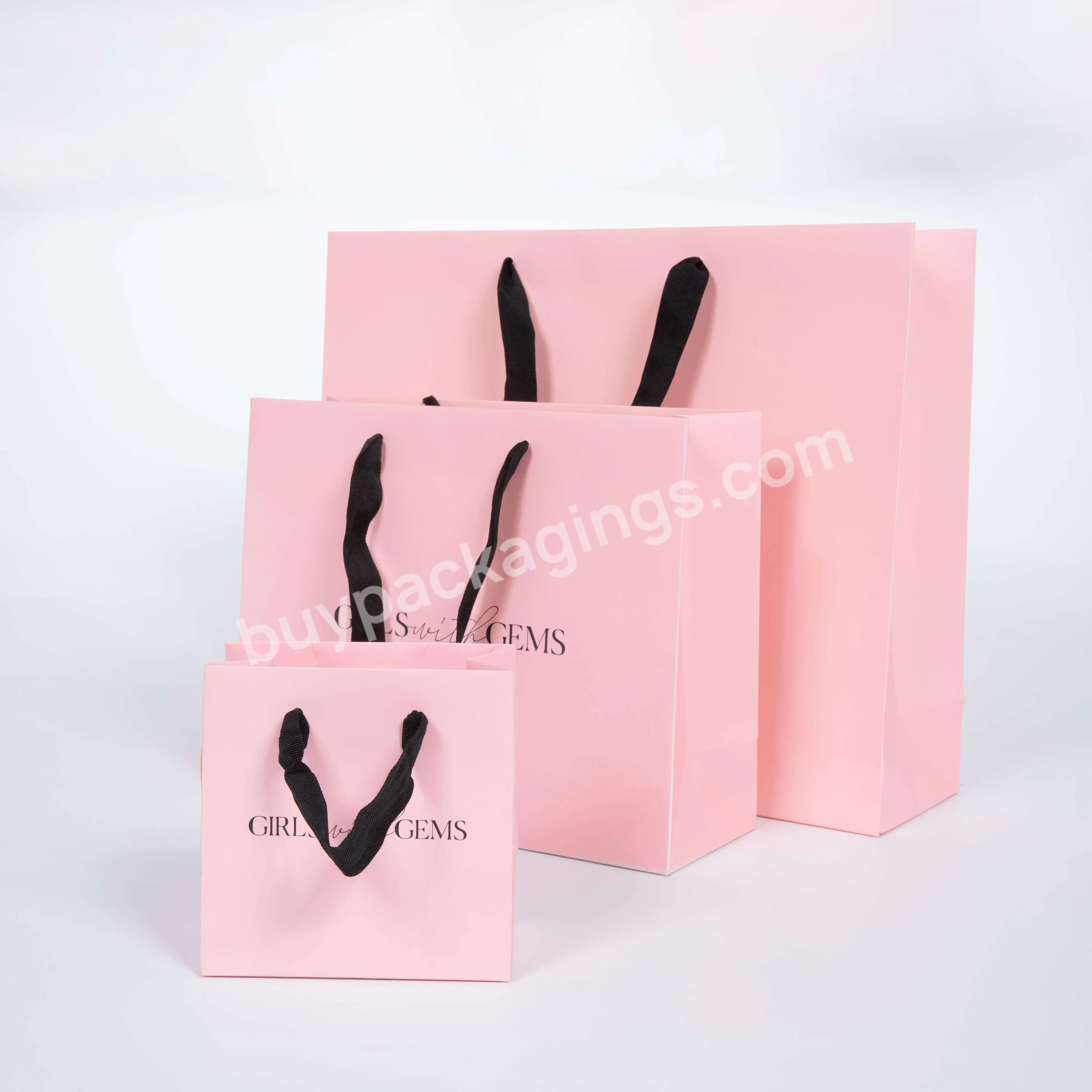 Custom Logo Printed Cardboard Bolsas Shopping Garment Black Retail Carry Luxury Packaging Gift Paper Bag With Ribbon Handle