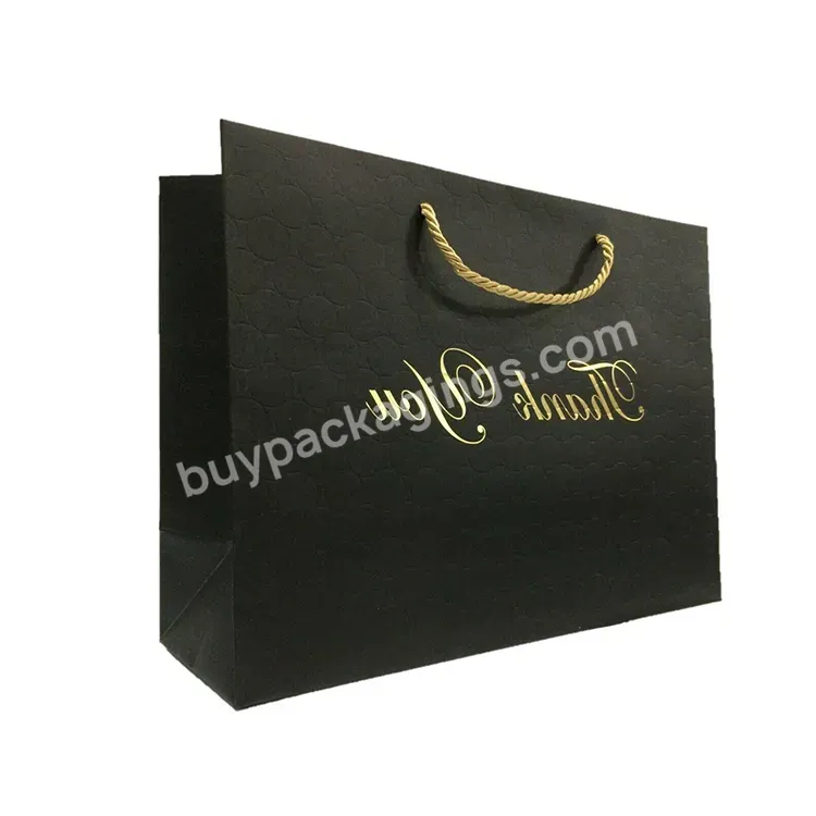 Custom Logo Printed Cardboard Bolsas Shopping Garment Black Retail Carry Luxury Packaging Gift Paper Bag With Ribbon Handle