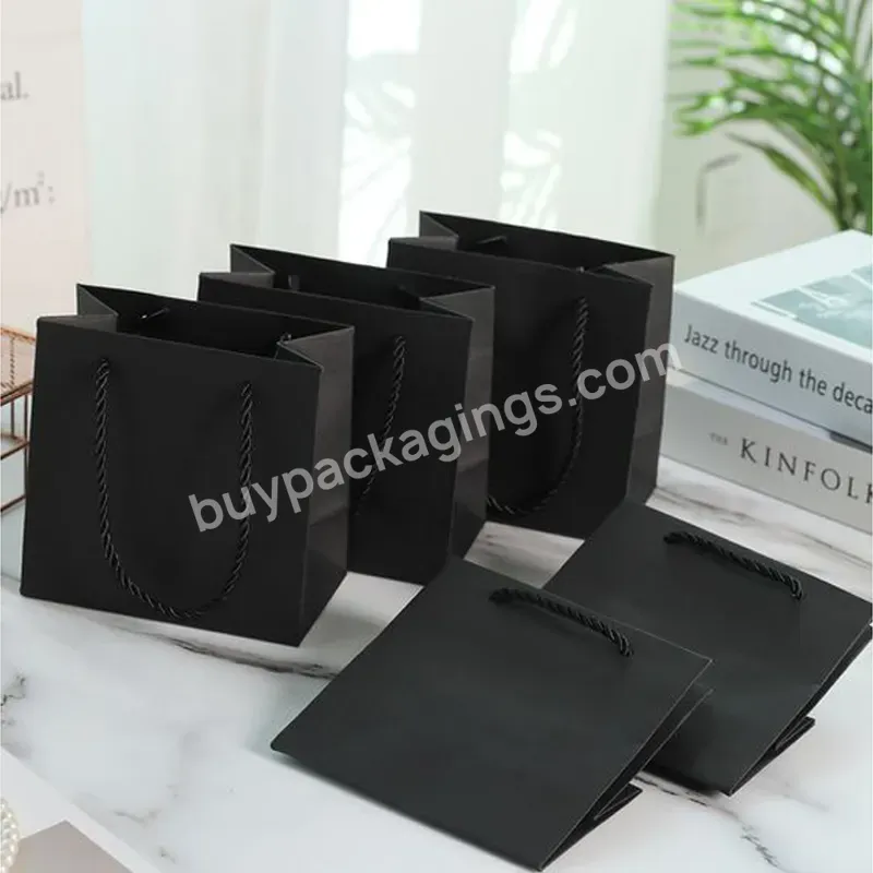 Custom Logo Printed Cardboard Bolsas Shopping Garment Black Retail Carry Luxury Packaging Gift Paper Bag With Ribbon Handle