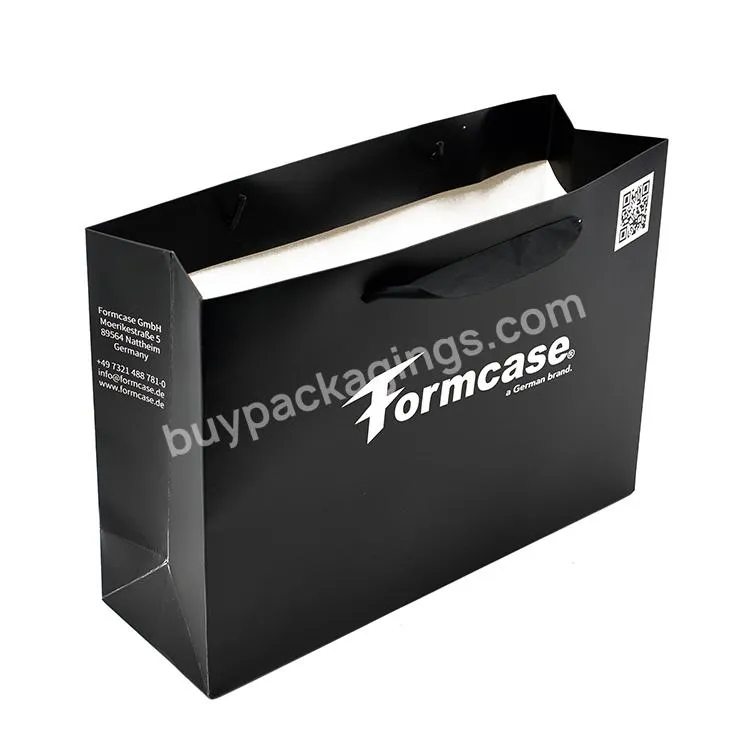 Custom Logo Printed Cardboard Bolsas Shopping Garment Black Retail Carry Luxury Packaging Gift Paper Bag with Ribbon Handle