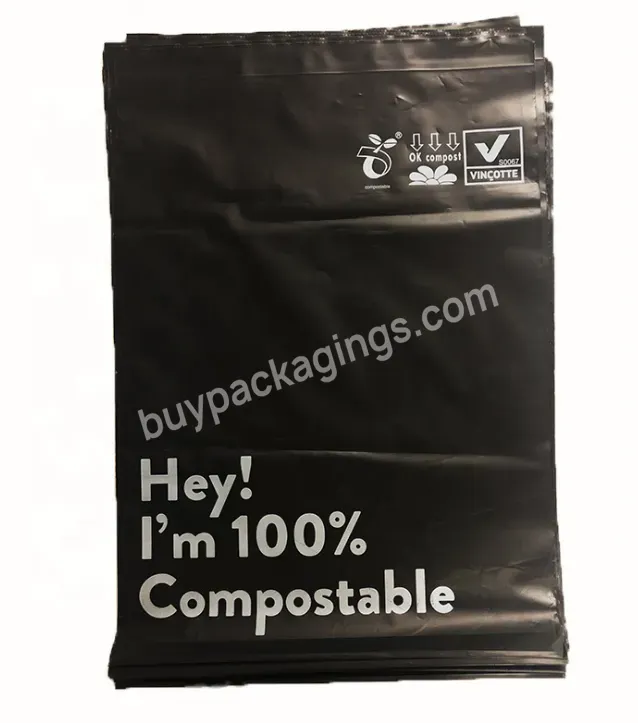 Custom Logo Printed Clothing Package Compostable Mailer Biodegradable Poly Courier Shipping Packaging Plastic Black Mailing Bag