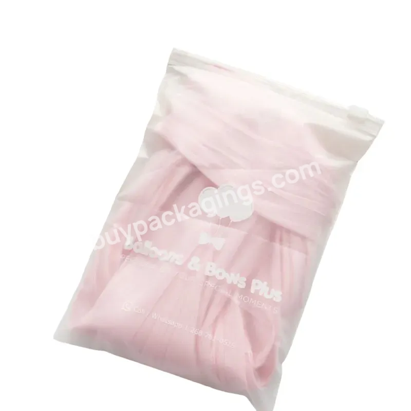 Custom Logo Printed Clothing Packing Frosted Zipper Lock Bag Clear Plastic Clothes Packaging Bags