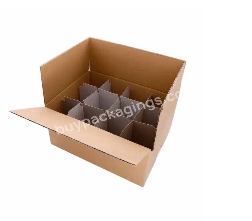 Custom Logo Printed Corrugated Paper Cardboard 12 Pack Bottle Glass Wine Beer Shipping Carton Box