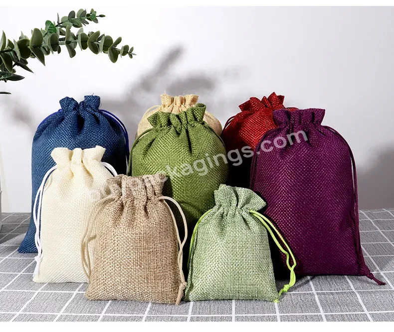 Custom Logo Printed Cotton Linen Candle Soap Pouch Eco Friendly Gift Drawstring Bag Coffee Packaging Bags Promotional Bags