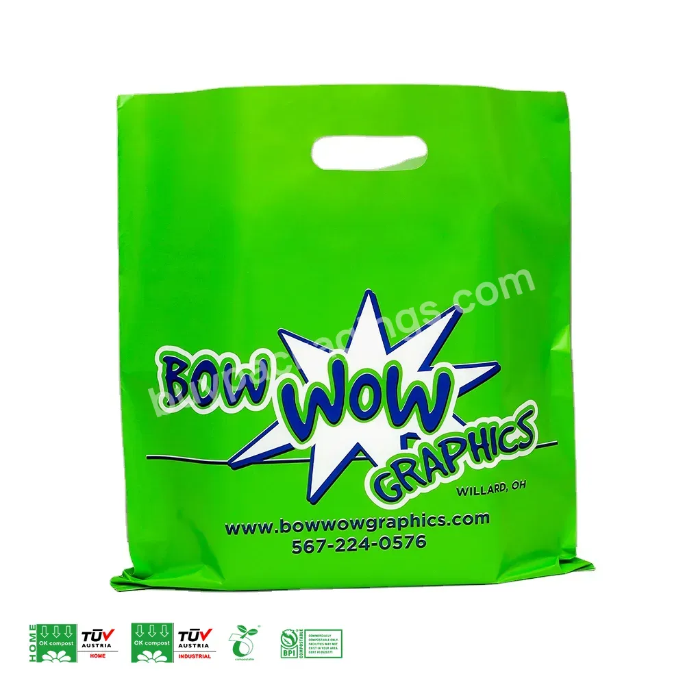 Custom Logo Printed Die Cut Plastic Bag Biodegradable Plastic Die Cut Shopping Bag With Handle