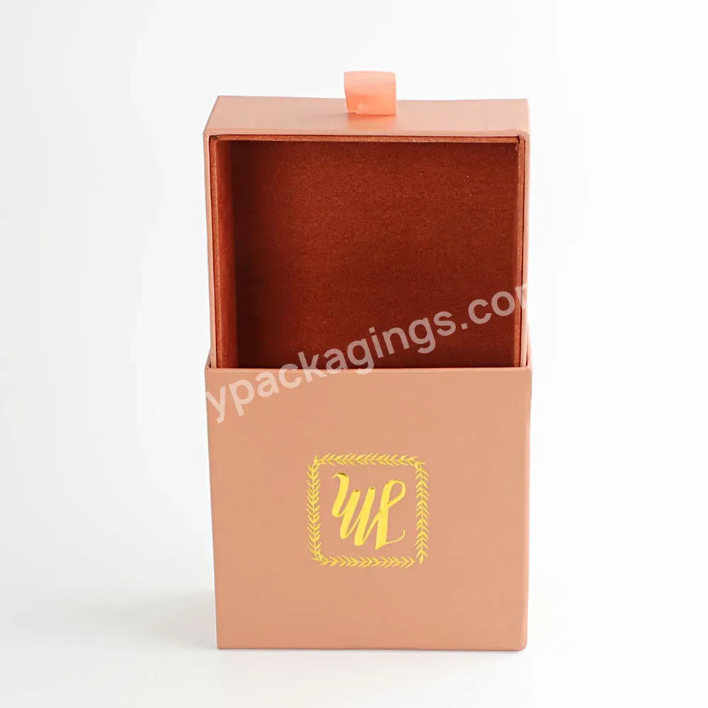 Custom Logo Printed Eco Friendly Craft Cardboard Paper Packaging Jewellery Drawer Type Storage Gift Suede Pouch And Drawer Box