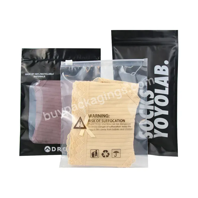 Custom Logo Printed Eco Friendly Ziplock Clear Garment Black Packaging Bag With Zipper Clothes Pe Clothing Plastic Bags