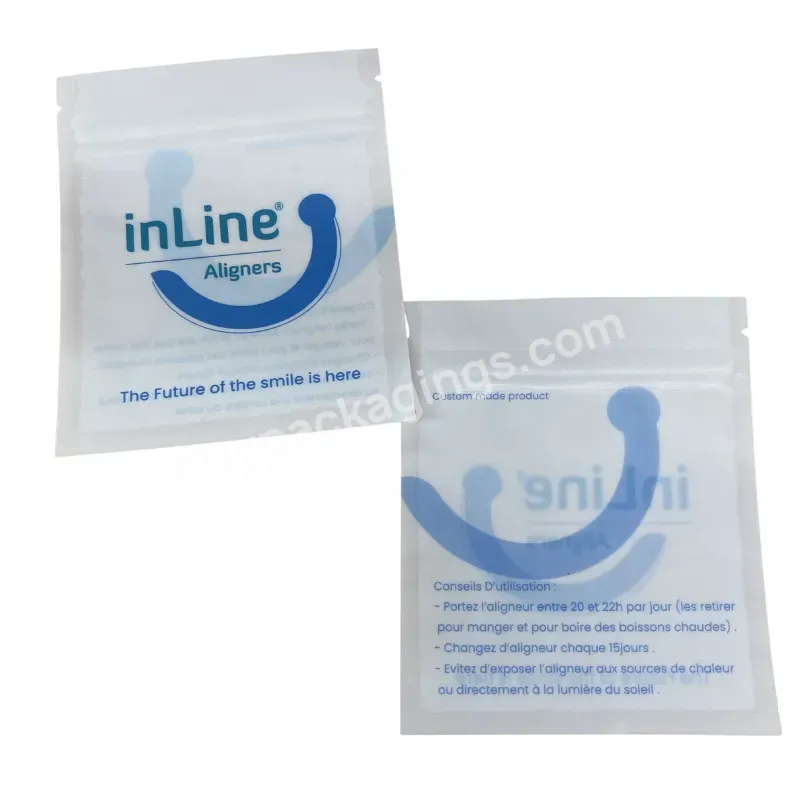 Custom Logo Printed Frosted White Mylar Bag With Zipper Digital Printing See Through Clear Plastic Bags For Teeth Aligner