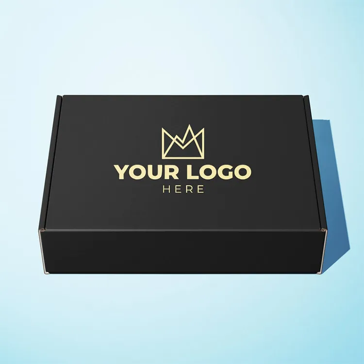 Custom Logo Printed Gold Foil Black Clothing Shoes Cardboard Corrugated Shipping Mailer Packaging Boxes