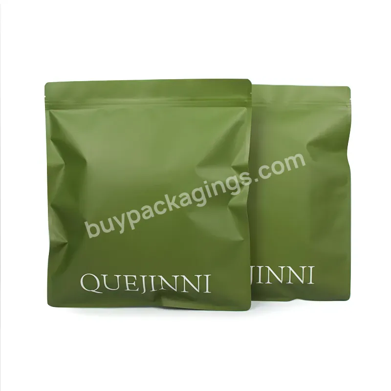 Custom Logo Printed Green Kraft Paper Ziplock Bag Clothing Packaging Matte Zipper Pouch Plastic Bag For Clothes