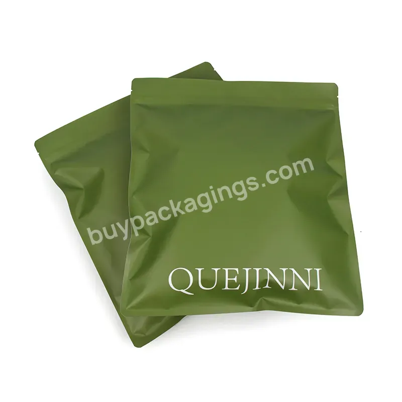 Custom Logo Printed Green Kraft Paper Ziplock Bag Clothing Packaging Matte Zipper Pouch Plastic Bag For Clothes