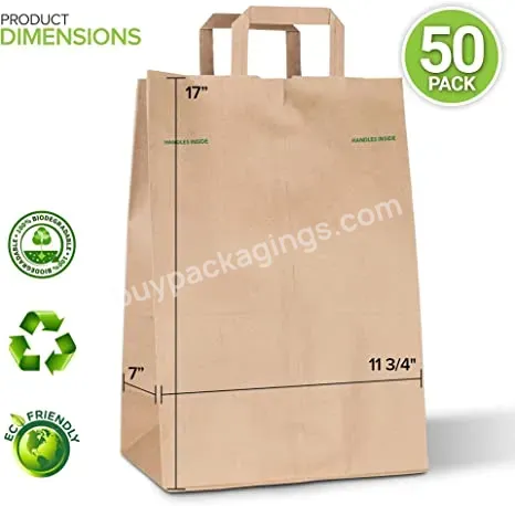 Custom Logo Printed Kraft Brown Personalized Disposable Paper Bags With Logo