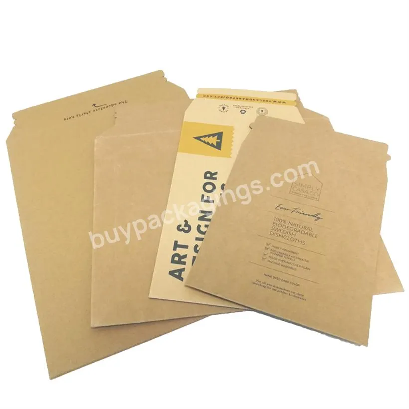 Custom logo printed Kraft paper Rigid Photo Mailer Self Seal Envelope Rigid Mailer bags