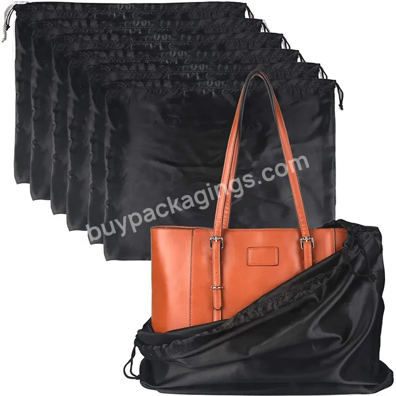 Custom Logo Printed Large Black Satin Dust Bag For Handbag Drawstring Promotion Matte Satin Silk Pouch