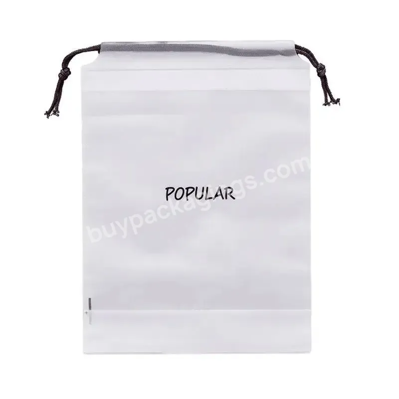 Custom Logo Printed Large Transparent Frosted Drawstring Bag Makeup Draw String Pouch Gift Packaging Bag