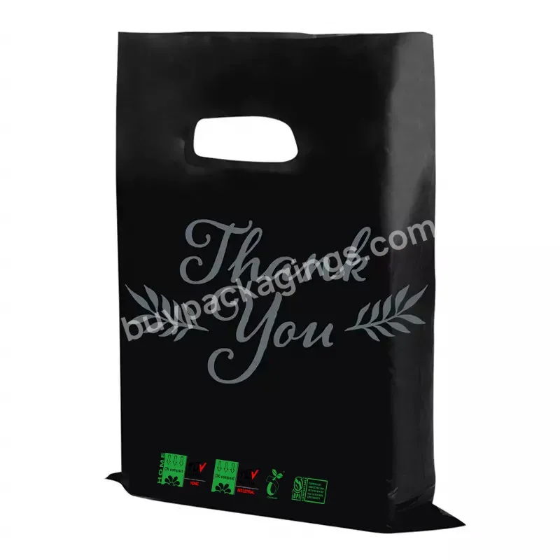 Custom Logo Printed Ldpe Hdpe Biodegradable Carrier Packaging Die Cut Thank You Plastic Shopping Bags For Boutique