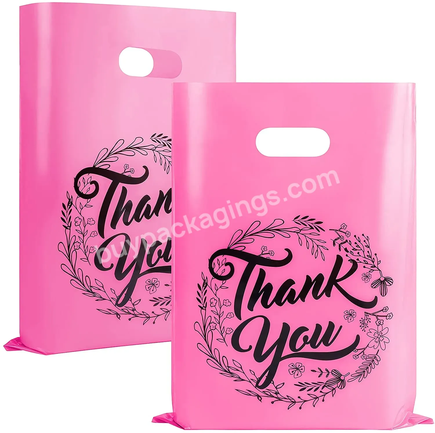 Custom Logo Printed Ldpe Hdpe Biodegradable Carrier Packaging Die Cut Thank You Plastic Shopping Bags For Boutique