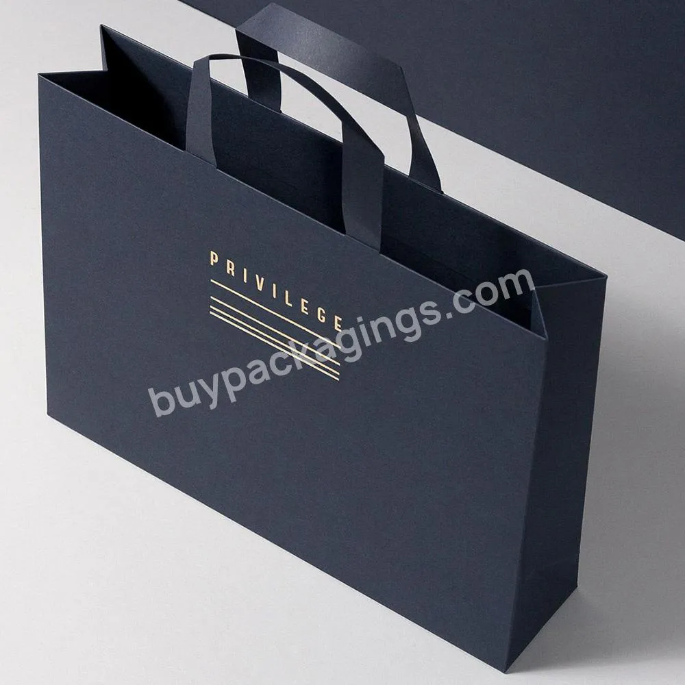 Custom Logo Printed Luxury Black Paper Clothing Perfume Packaging Promotion Gift Shopping Bag
