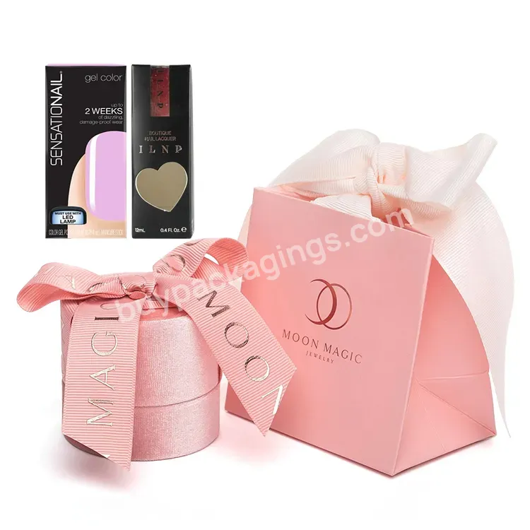 Custom Logo Printed Luxury Retail Store Clothing Nail Polish Oil Small Packaging With Gift For Jewelry Paper Shopping Bags